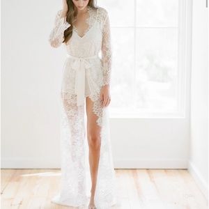 Girl and a serious dream lace robe